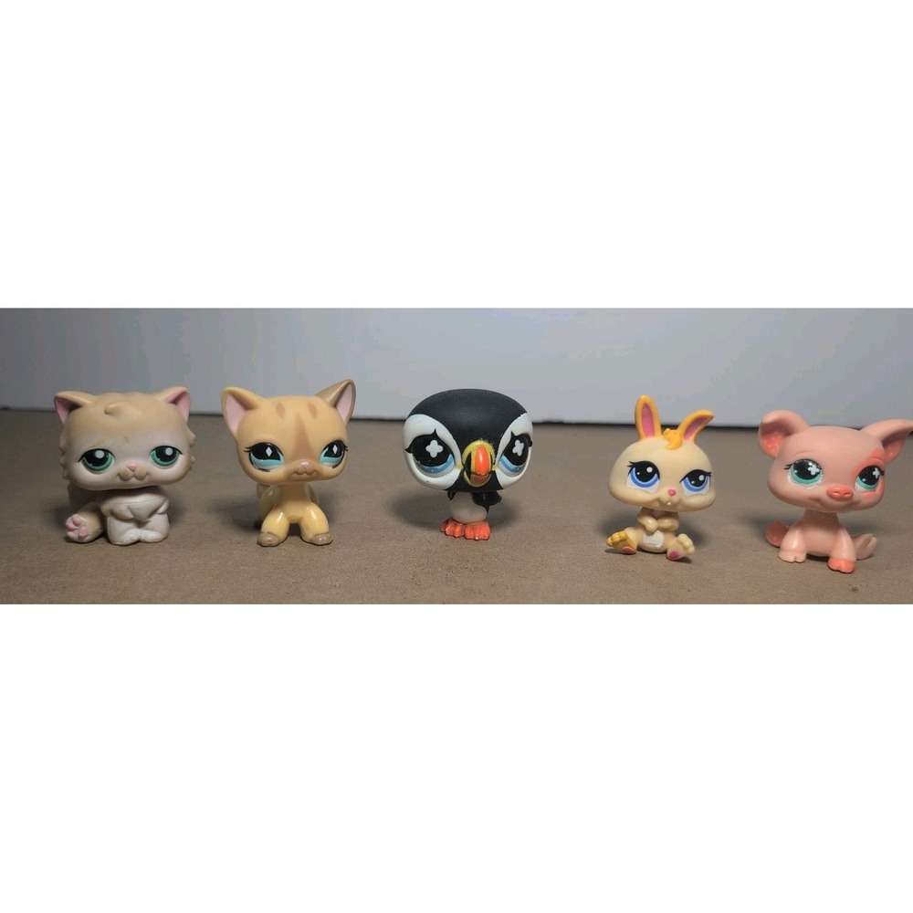 Littlest Pet Shop A Lot Of 5 Five Persian Cat, Short Haired Cat Puffin Dwarf...